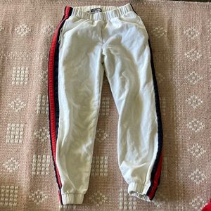 Brandy Melville white sweats with red and blue stripes